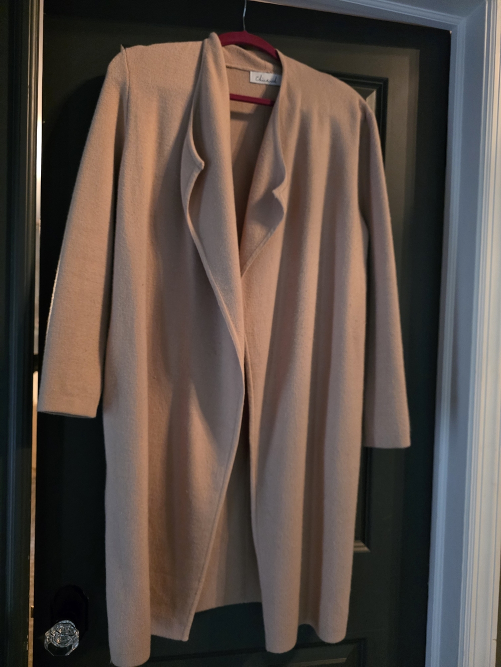 Chicwish Long Open-Front Women's Sweater Coat in Tan
